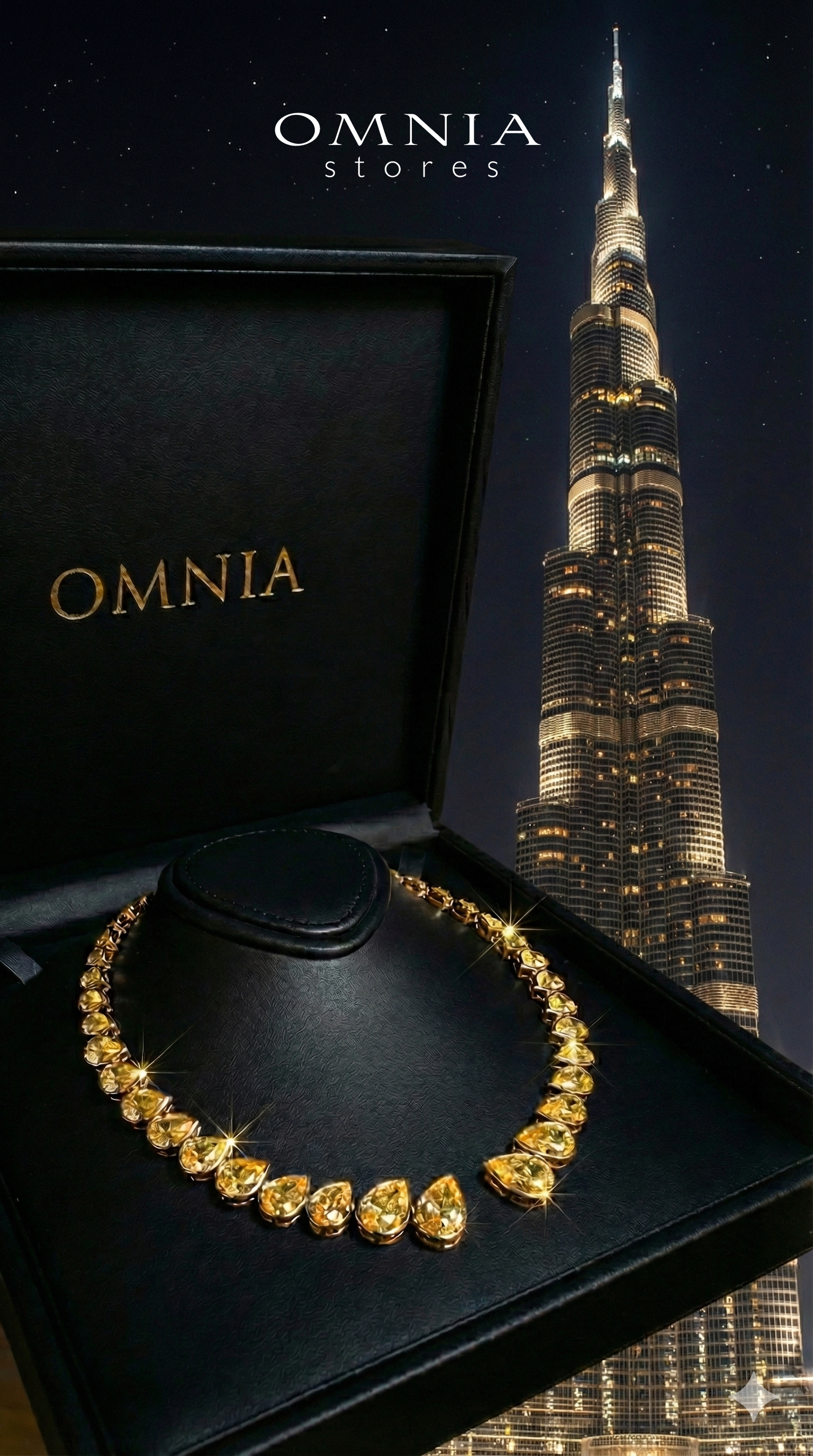 Omnia Nailah Gold Yellow Necklace In 925 Silver With High Quality Lab Crafted Stones - OMNIASTORES KSA