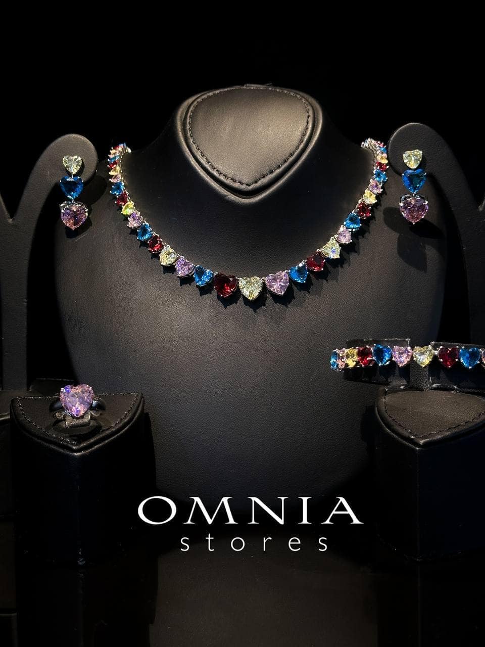 Omnia Donatella Multi Color Bridal Full Set in High Quality Simulated Diamonds - OMNIASTORES UAE