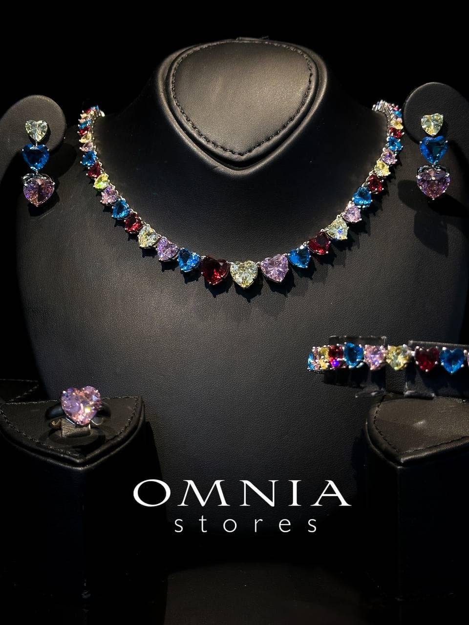 Omnia Donatella Multi Color Bridal Full Set in High Quality Simulated Diamonds - OMNIASTORES UAE