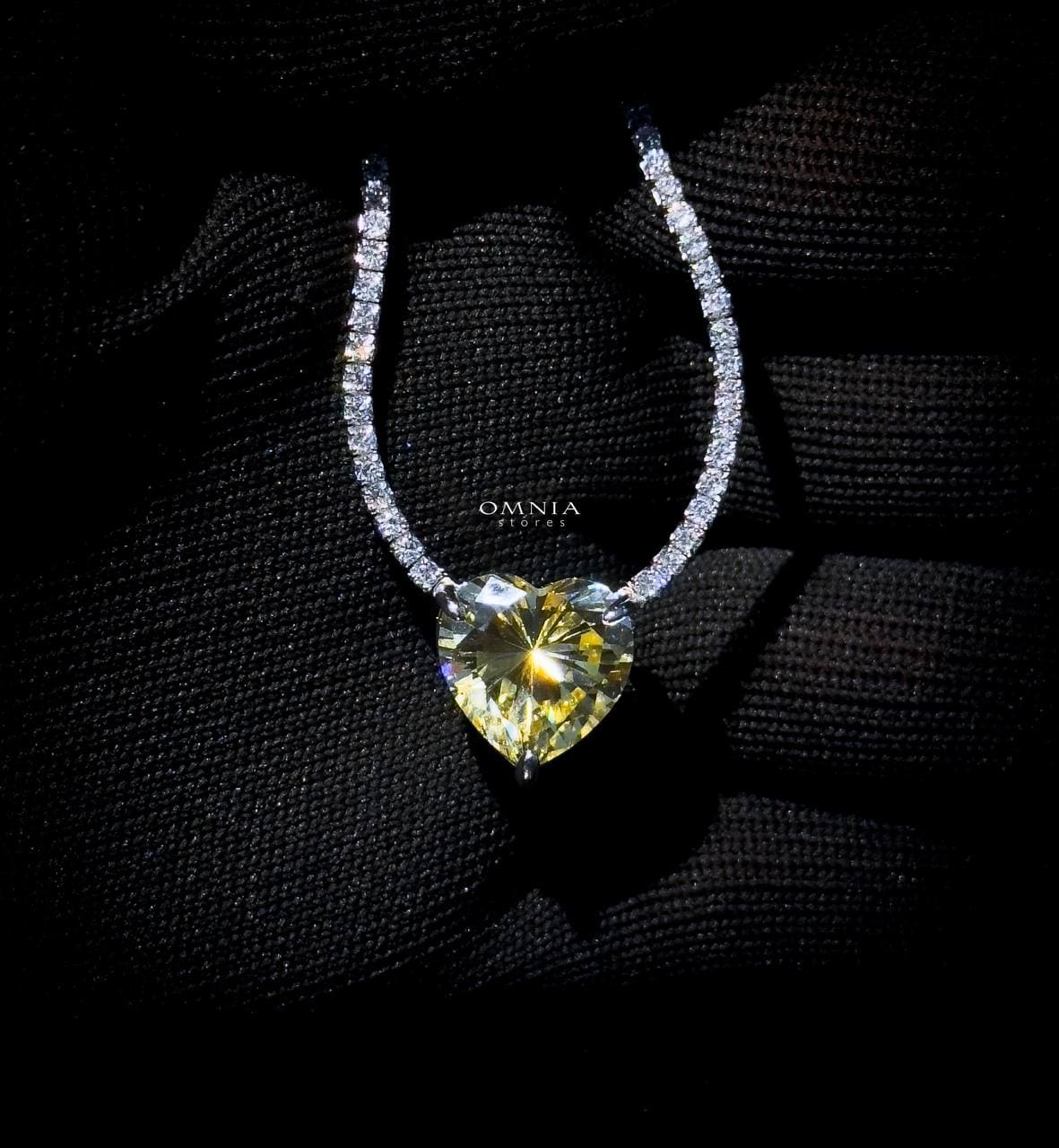 Omnia Heart Yellow Necklace 925 Silver in High Quality Simulated Diamonds - OMNIASTORES UAE
