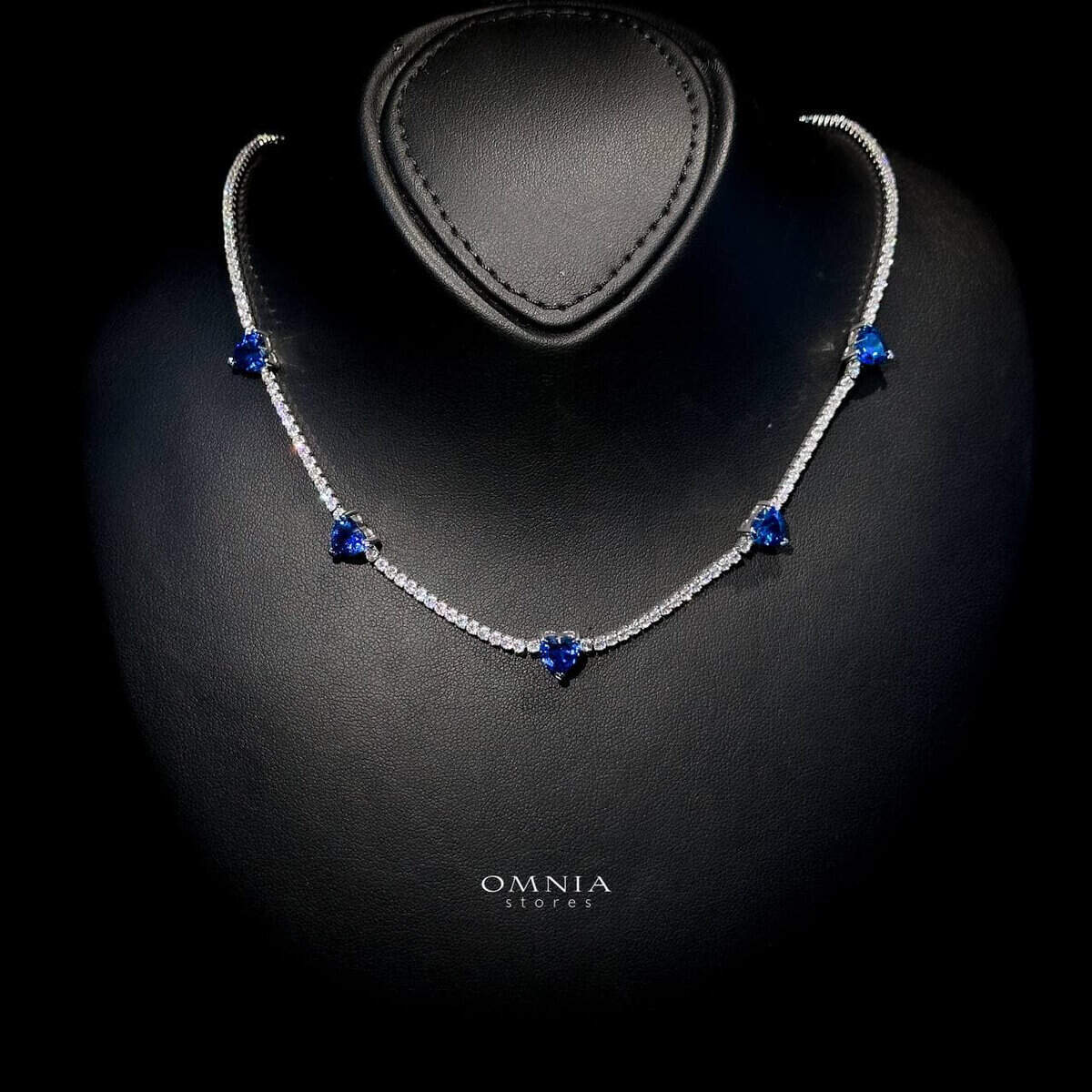 Omnia Louise Blue Necklace 92.5 Silver In High Quality Simulated diamonds - OMNIASTORES KSA
