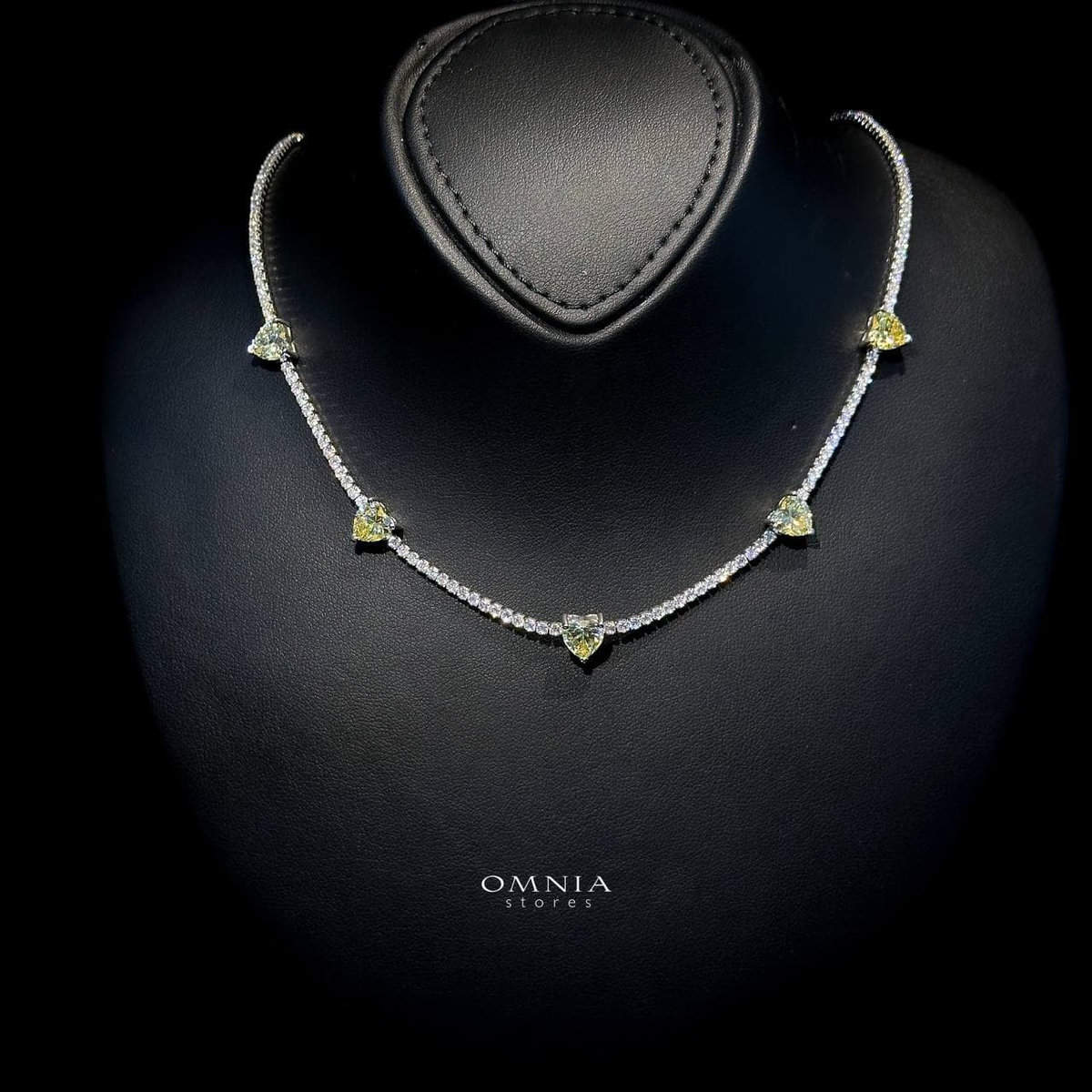 Omnia Louise Yellow Necklace 92.5 Silver In High Quality Simulated diamonds - OMNIASTORES KSA