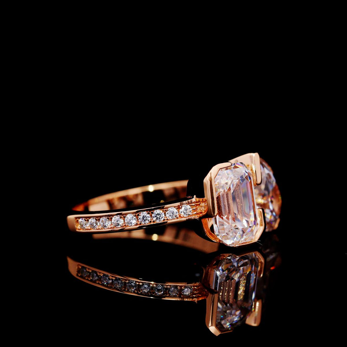 Qamar Rose Gold-Plated Ring with Certificate | High-Quality Simulated Diamonds in 925 Sterling Silver right