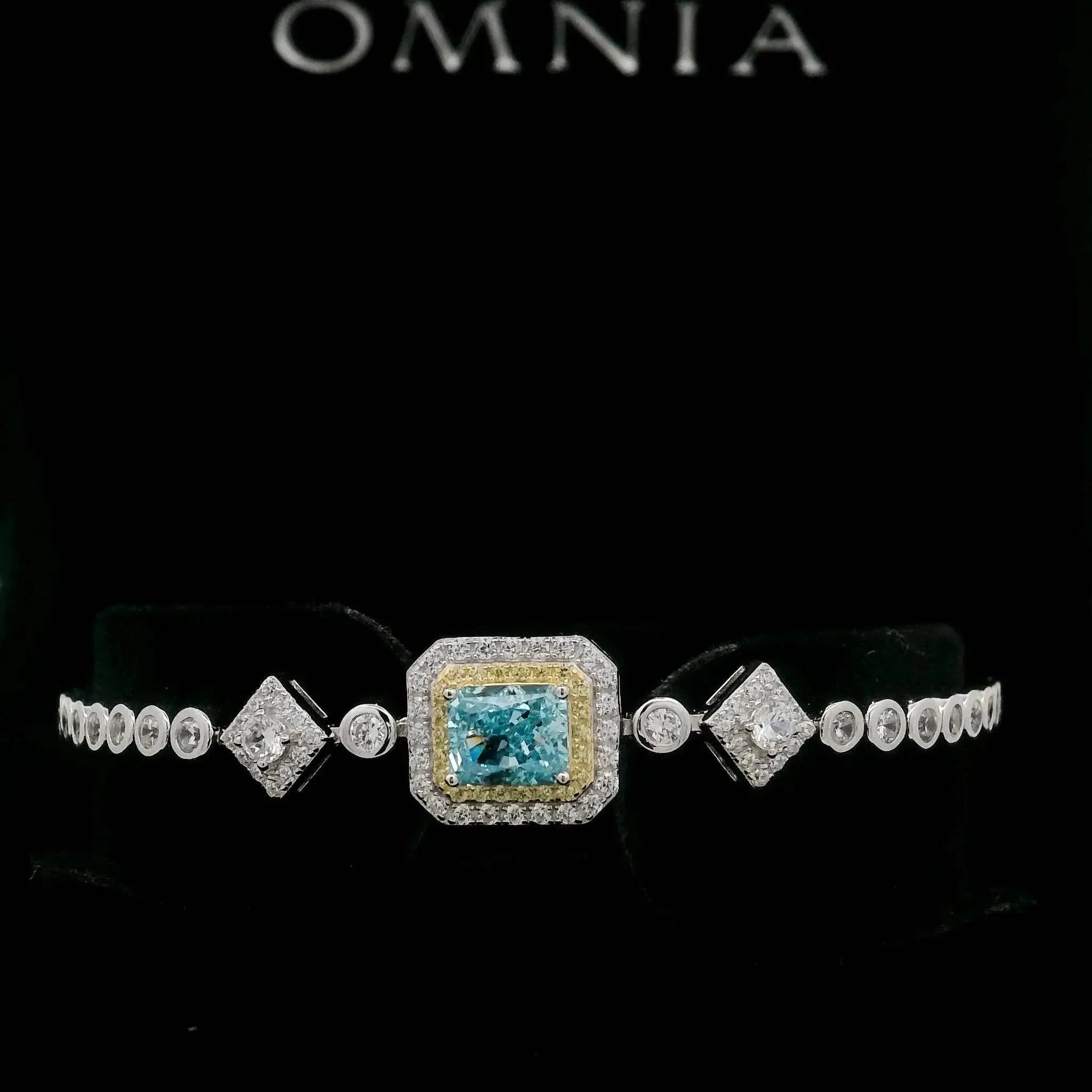 Omnia Almas Blue Elegance Tennis Bracelet in 92.5 Silver with High Quality Simulated Diamonds - OMNIASTORES UAE