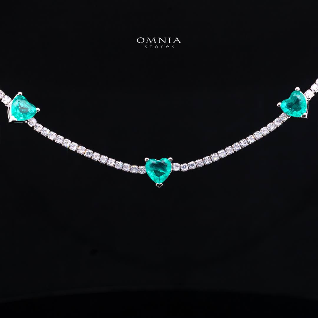 Omnia Louise Turquoise Necklace In 925 Silver High Quality Simulated Diamonds - OMNIASTORES KSA
