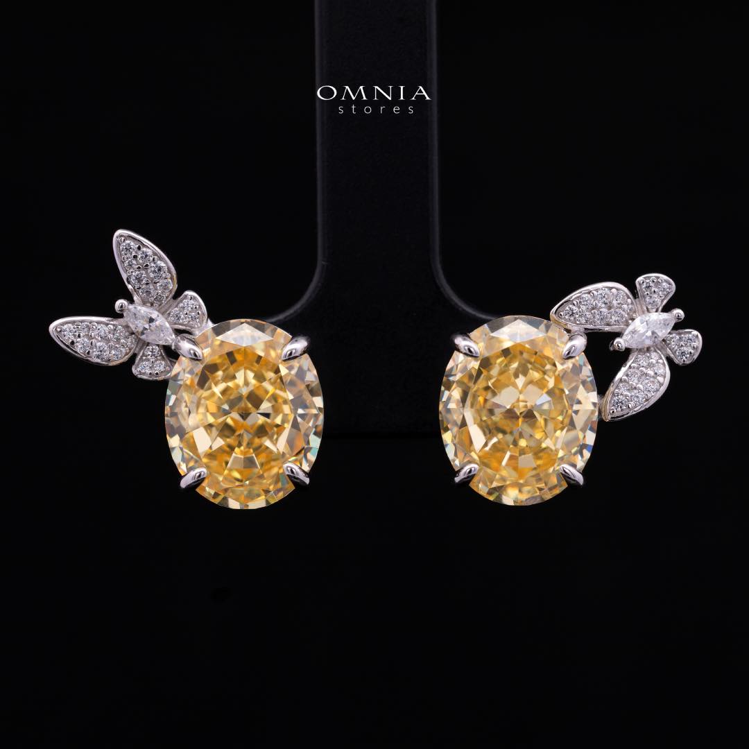 Omnia Maysun Yellow Earrings In 925 Silver High Quality Simulated Diamonds - OMNIASTORES KSA