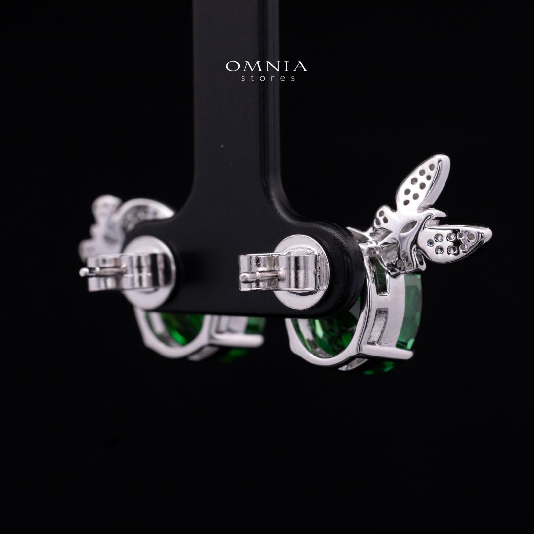 Omnia Maysun Earrings In 925 Silver High Quality Green Simulated Diamonds - OMNIASTORES UAE