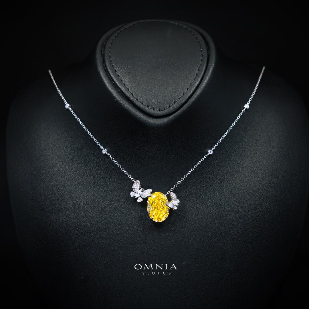 Omnia Maysun Yellow Necklace In 925 Silver High Quality Simulated Diamonds - OMNIASTORES KSA