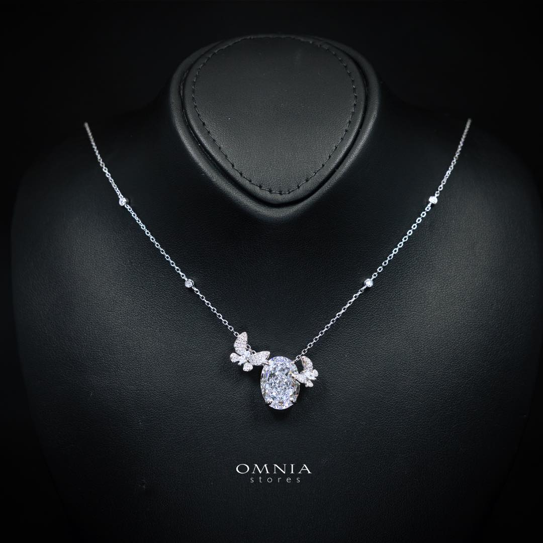 Omnia Maysun Pure White Necklace in 92.5 Silver with High Quality Simulated Diamonds