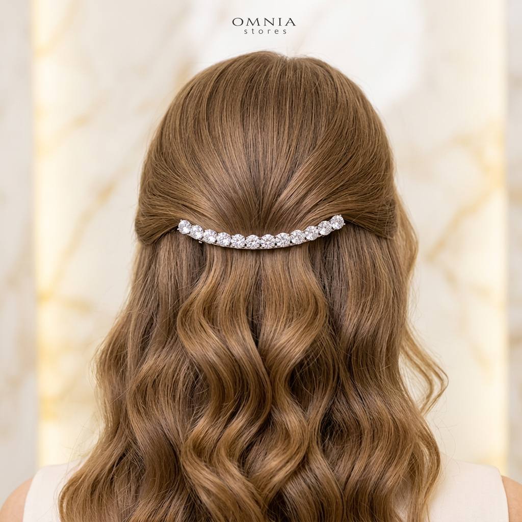 Omnia Saja White Hair Clip In 925 Silver High Quality Lab Crafted Stones - OMNIASTORES KSA