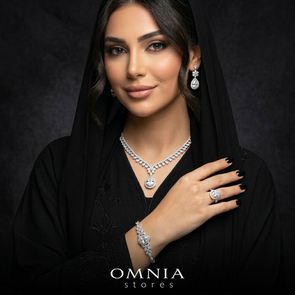 Omnia Sophia Teardrop Bridal Full Set in 925 Silver with High Quality Simulated Diamonds - OMNIASTORES KSA
