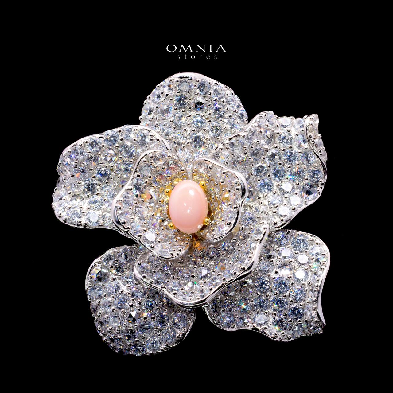 Cristela Brooch with High-Quality Simulated Diamonds in 925 Sterling Silver