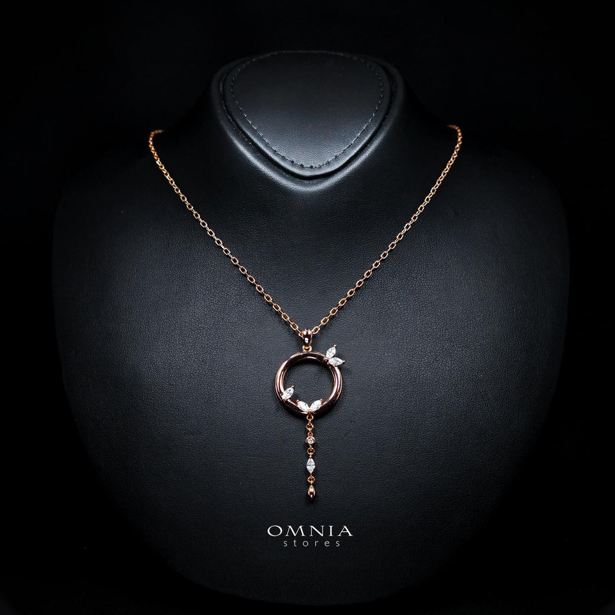 Stacey Rose Gold Premium Rhodium-Plated Alloy Necklace with High-Quality Simulated Diamonds