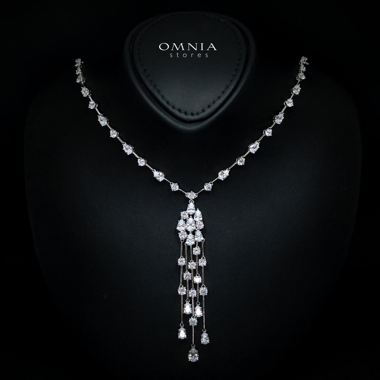 Adhara White Necklace with High-Quality Simulated Diamond in 925 Sterling Silver