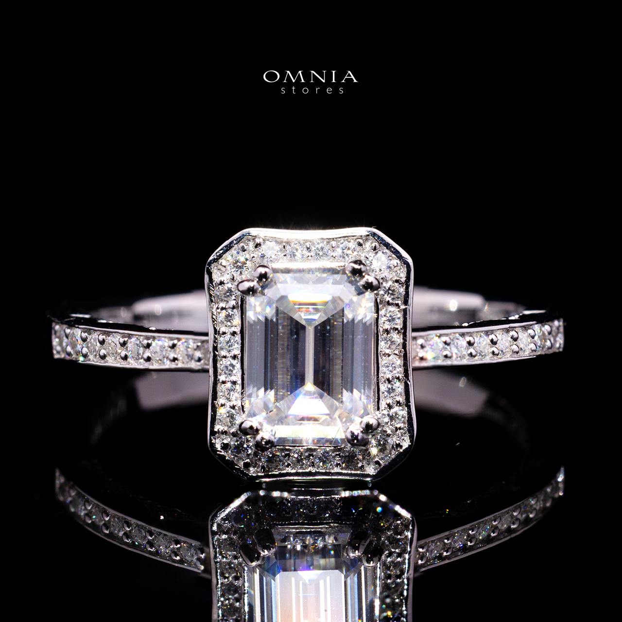Diane Emerald-Cut Moissanite Ring 5x7mm (1CT) in 925 Sterling Silver