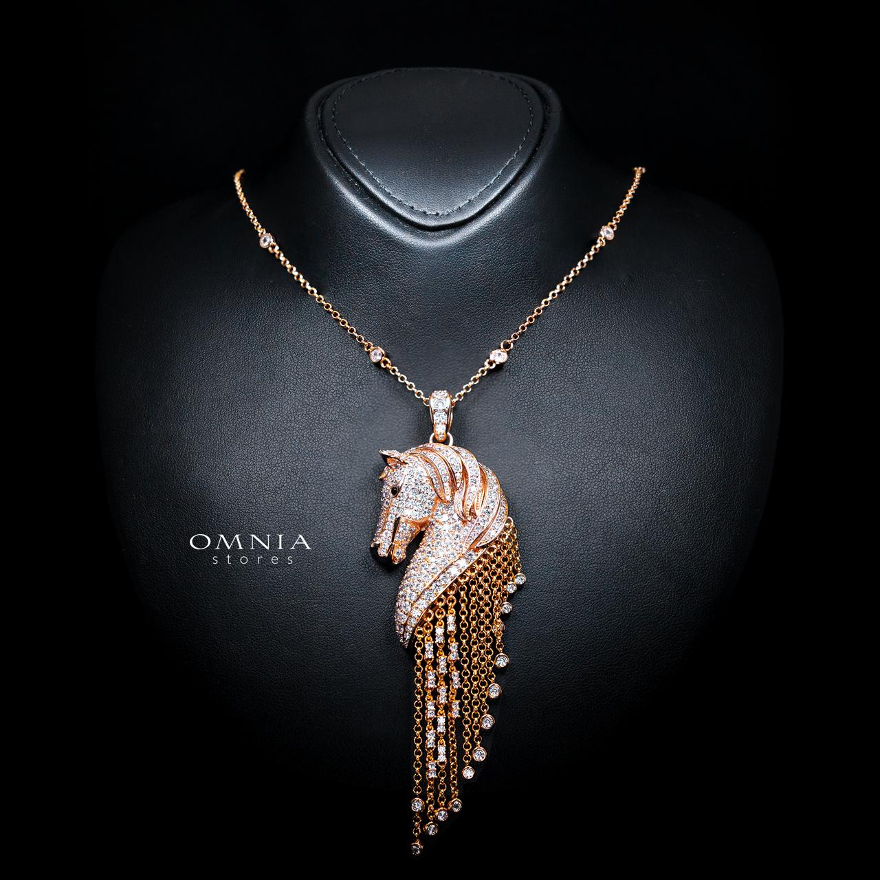 Agatha Rose Gold Premium Rhodium-Plated Alloy Necklace with High-Quality Simulated Diamonds