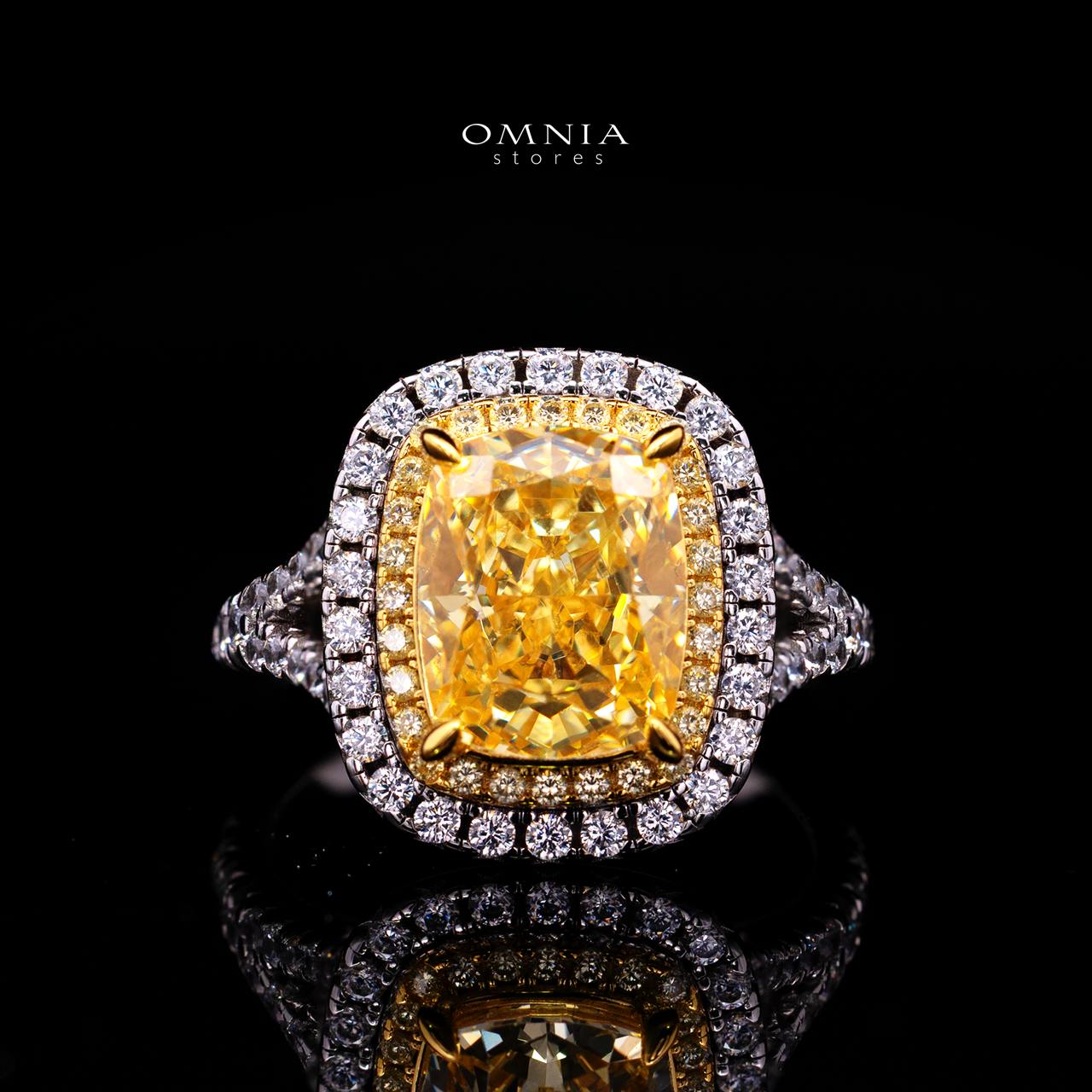 Martina Yellow Ring with Certified Premium Simulated Diamonds in 925 Sterling Silver - OMNIASTORES KSA