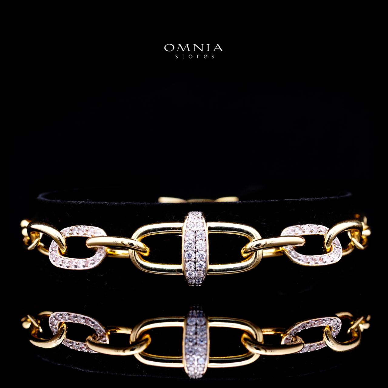 Estela Gold Premium Rhodium-Plated Alloy Bracelet with High-Quality Simulated Diamonds