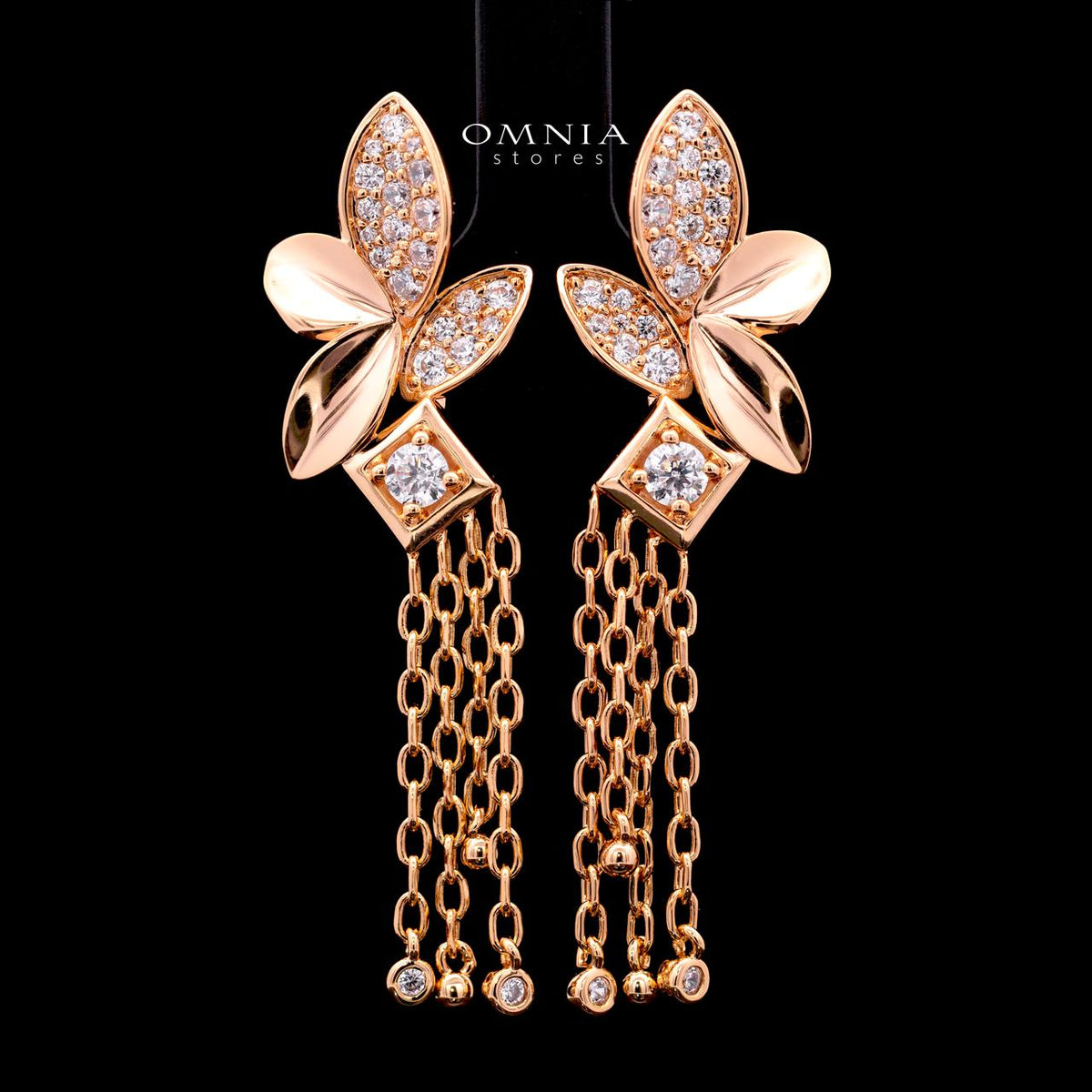 Althea Rose Gold Premium Rhodium-Plated Alloy Earring with High-Quality Simulated Diamonds