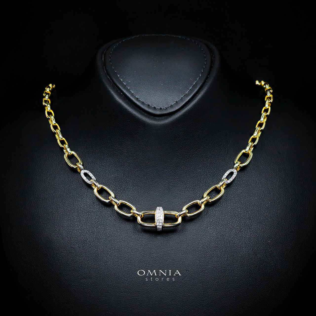 Estela Gold Premium Rhodium-Plated Alloy Necklace with High-Quality Simulated Diamonds