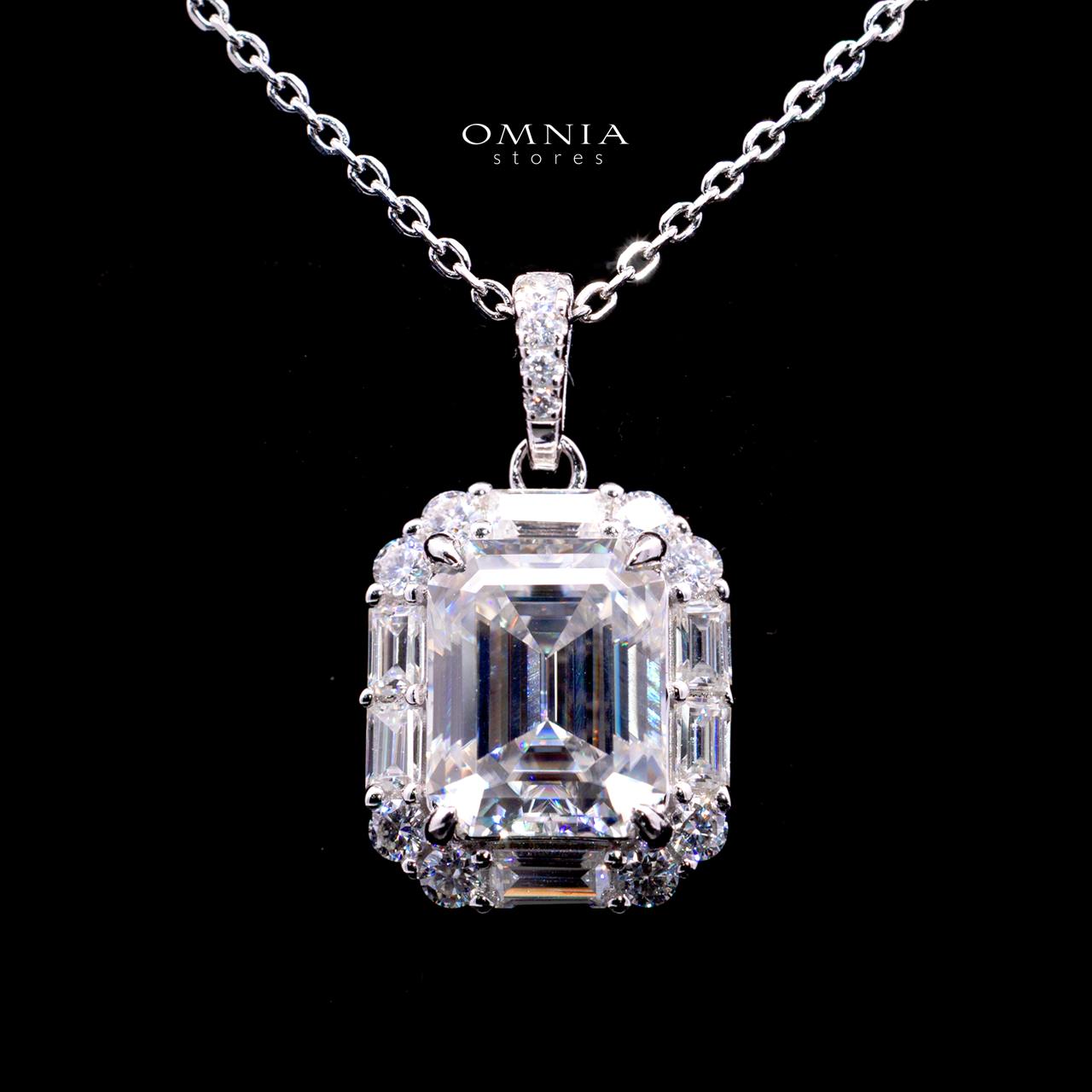 Ingela Emerald-Cut Moissanite Necklace 8x10mm (4CT) With GRA Certificate in 925 Sterling Silver