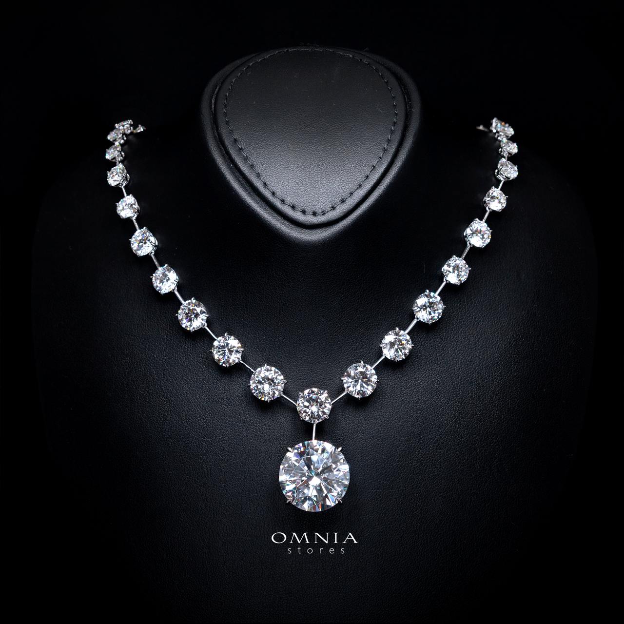 Lina Necklace with Certificate, High-Quality Premium Simulated Diamonds in 925 Sterling Silver - OMNIASTORES KSA