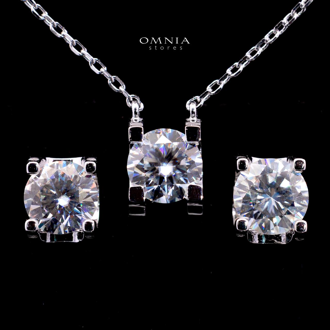 Hilarie Round Moissanite Earring & Necklace Set 6.5mm (1CT)With GRA Certificate in 925 Sterling Silver