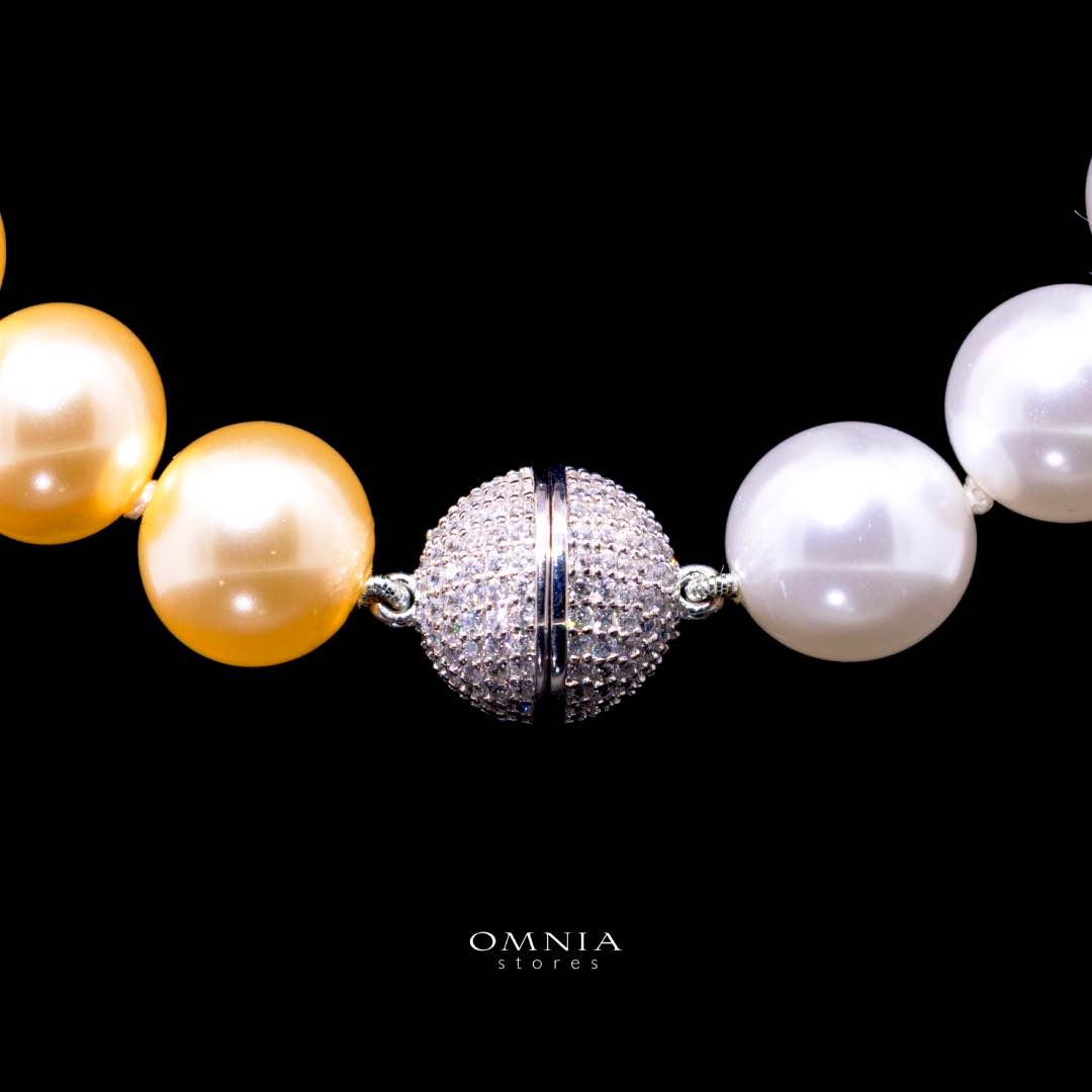 Omnia Sahana Multi Color Pearl Necklace With High Quality Lab Crafted Stones In 925 Silver - OMNIASTORES KSA