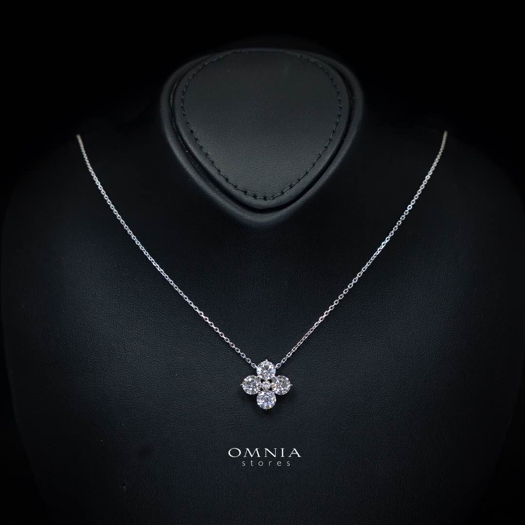 Omnia Azia White Pendant Necklace With High Quality Certified Lab Crafted Stones In 925 Silver - OMNIASTORES KSA