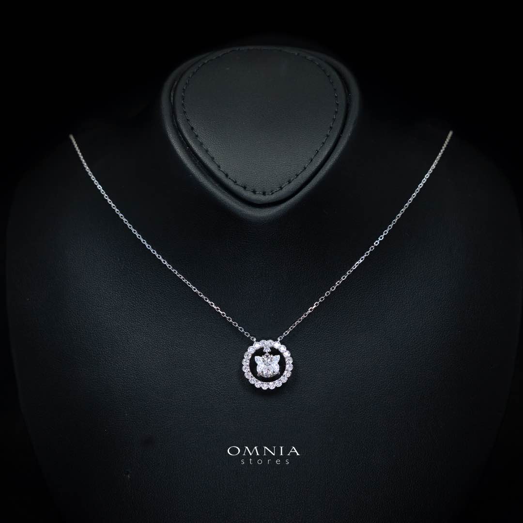 Omnia Raisa White Pendant Necklace With High Quality Certified Lab Crafted Stones In 925 Silver - OMNIASTORES KSA