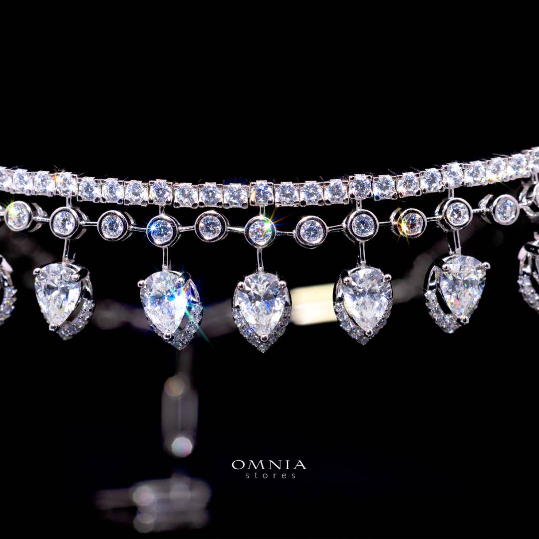 Omnia Siara Silver White Collar Necklace In 925 Silver With High Quality Lab Crafted Stones - OMNIASTORES KSA