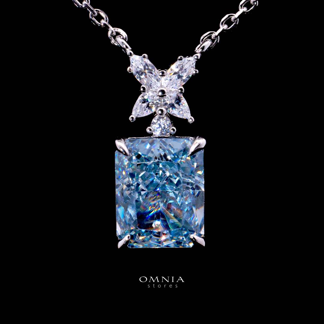 Elana White and Blue Floral Certified Lab Crafted Pendant Necklace With High Quality 925 Silver - OMNIASTORES KSA