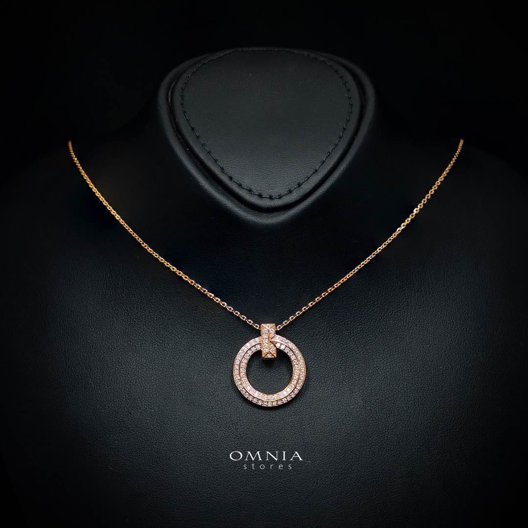 Omnia Sakina Rose Glod Pendant Necklace In 925 Silver High Quality Certified Lab Crafted Stones - OMNIASTORES KSA