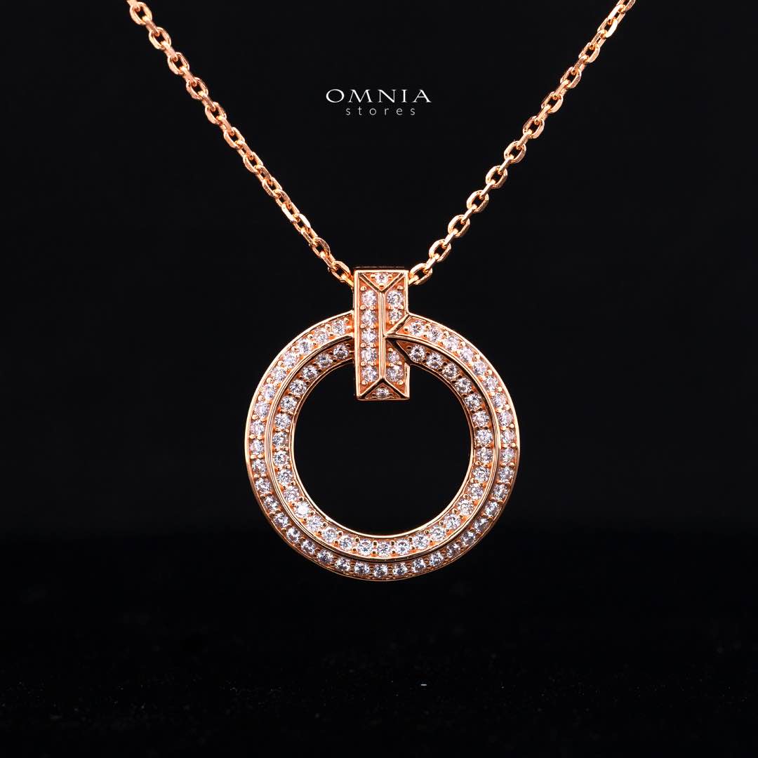 Omnia Sakina Rose Glod Pendant Necklace In 925 Silver High Quality Certified Lab Crafted Stones - OMNIASTORES KSA