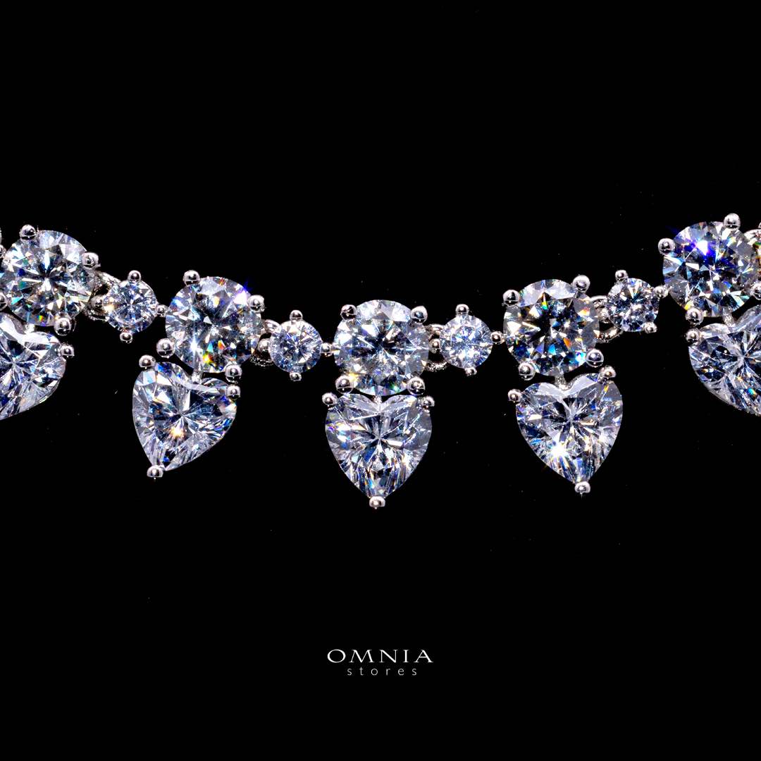 Omnia Jiya White Necklace With High Quality Certified Lab Crafted Stones In 925 Silver - OMNIASTORES KSA