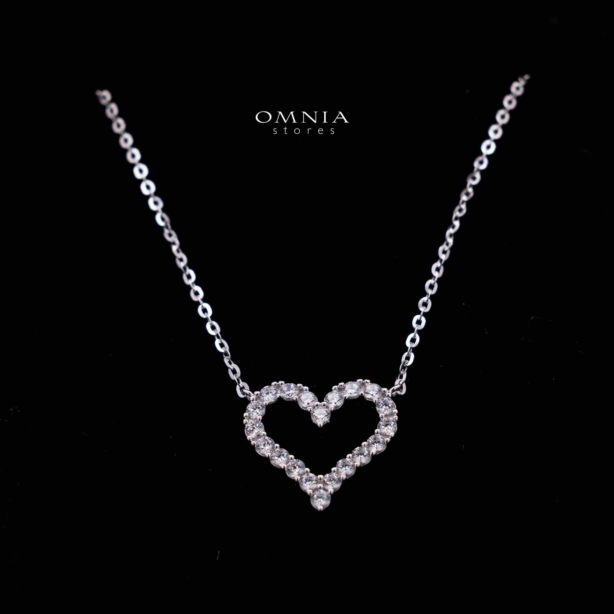 shahana White Heart Design Silver Necklace and Earrings Set in 925 Silver with High-Quality Premium Simulated Diamonds - OMNIASTORES KSA