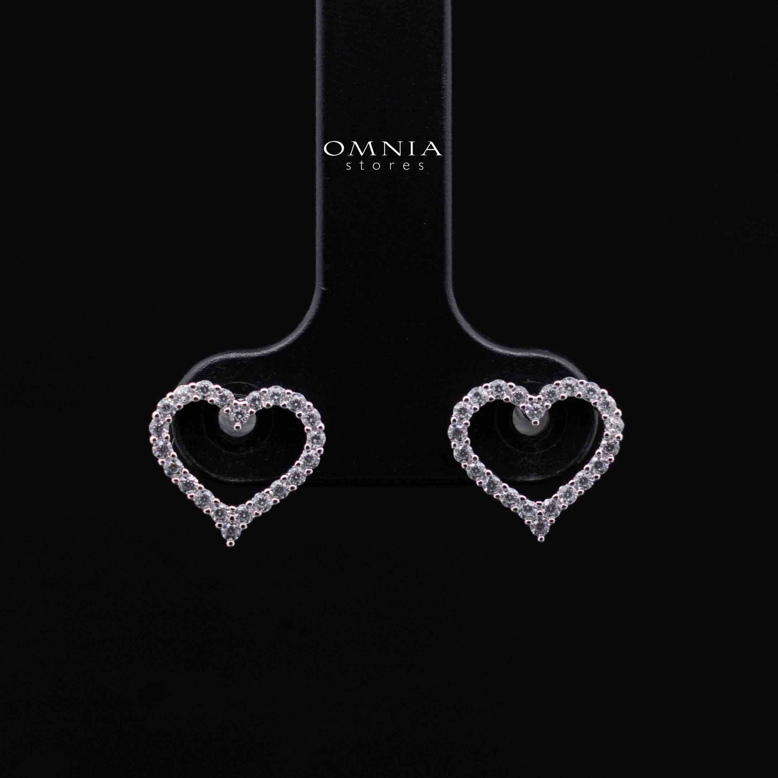 shahana White Heart Design Silver Necklace and Earrings Set in 925 Silver with High-Quality Premium Simulated Diamonds - OMNIASTORES KSA