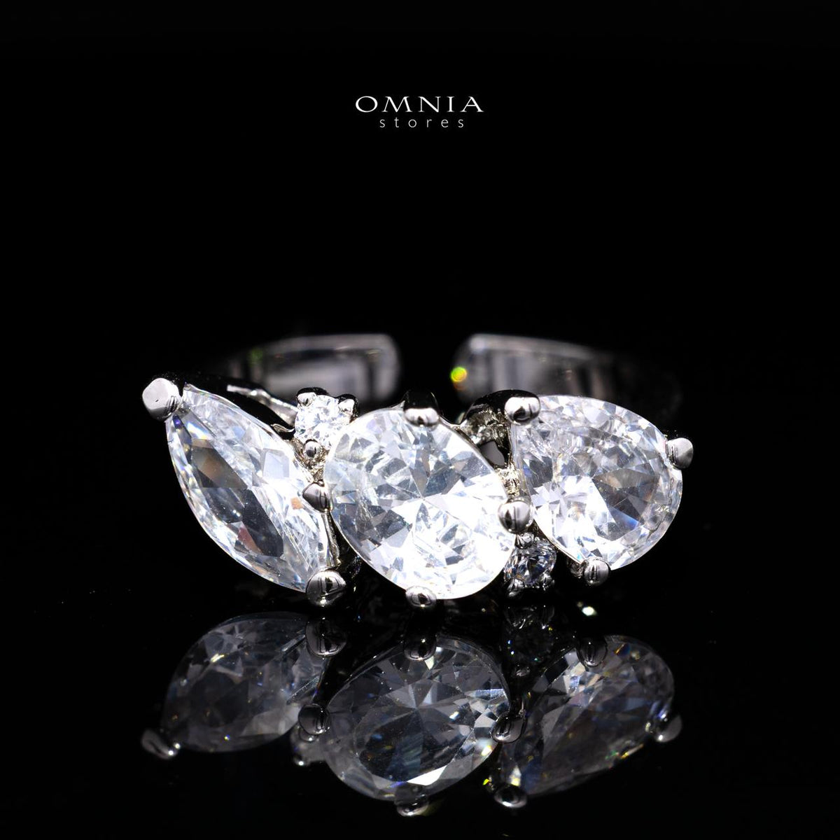 Omnia Artemis White Luxury Bridal Set with Round and Oval Cut High Quality Simulated Diamonds Premium Rhodium Plated