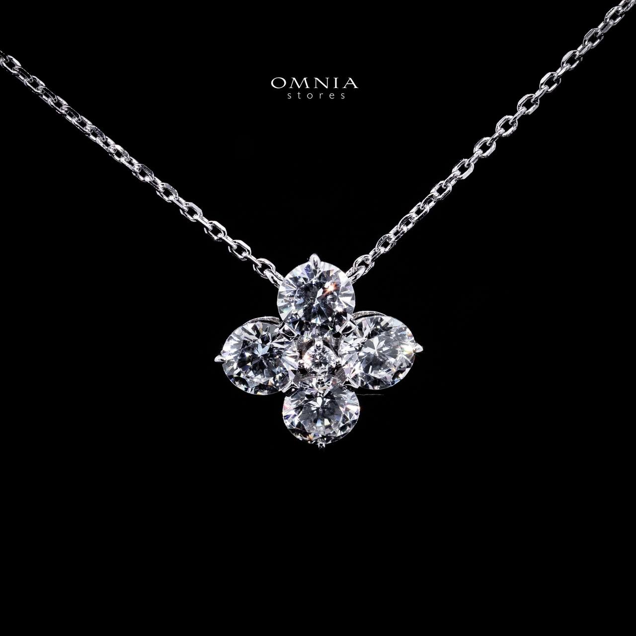 Omnia Azia White Pendant Necklace With High Quality Certified Lab Crafted Stones In 925 Silver