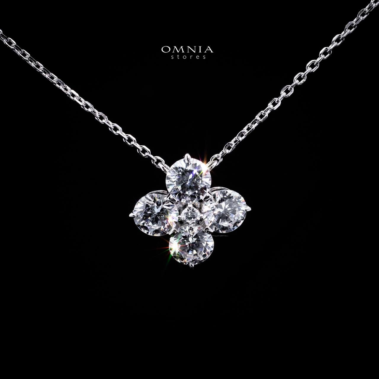 Omnia Azia White Pendant Necklace With High Quality Certified Lab Crafted Stones In 925 Silver