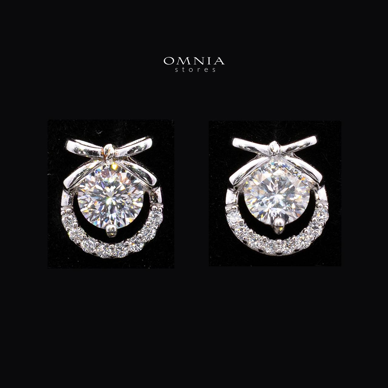 Stormi White Moissanite Halo Pendant Necklace and Stud Earrings Set in 925 Sterling Silver