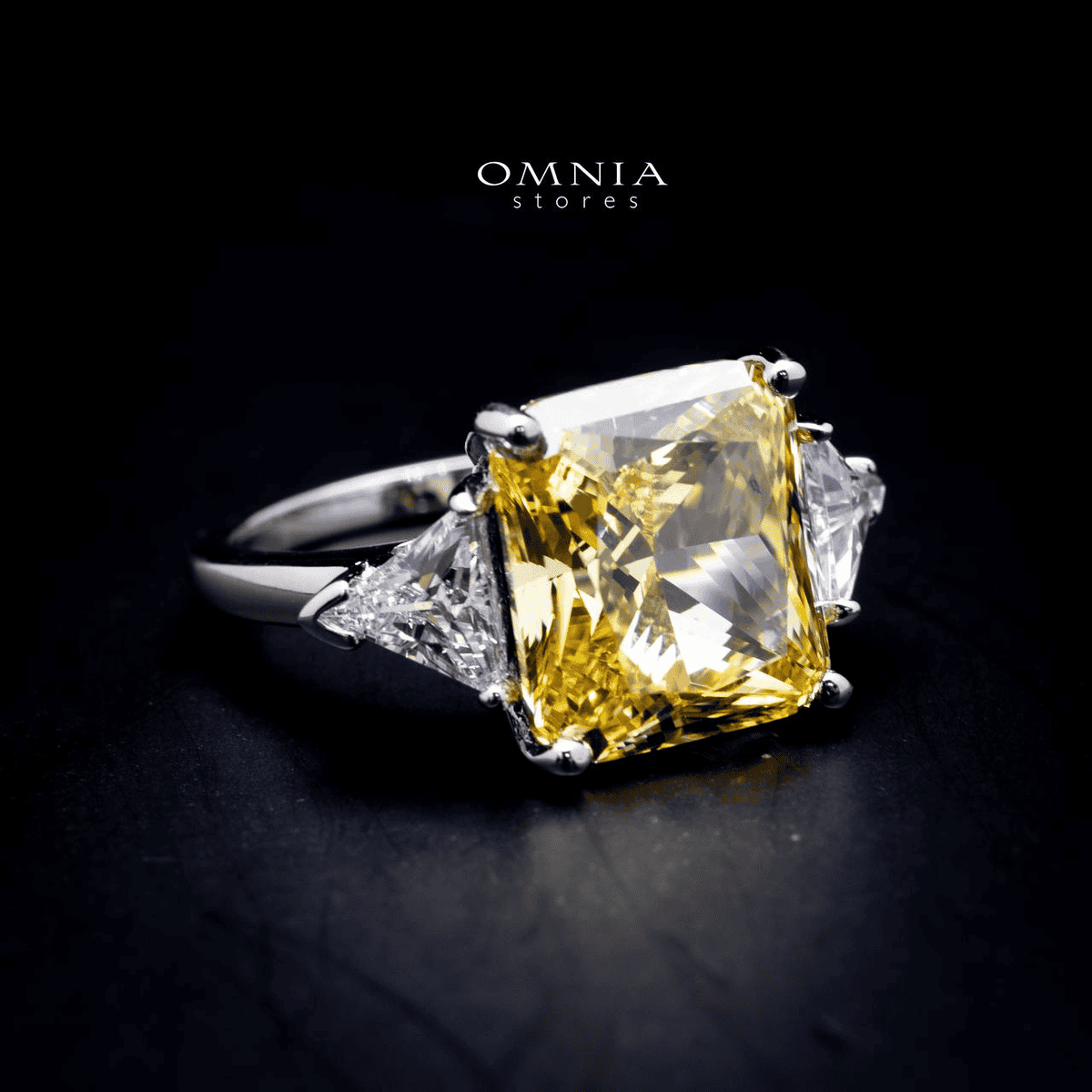 Omnia Adelina Yellow Ring 1.25 Carat Ring 92.5 Silver in High Quality Simulated Diamonds - OMNIASTORES UAE