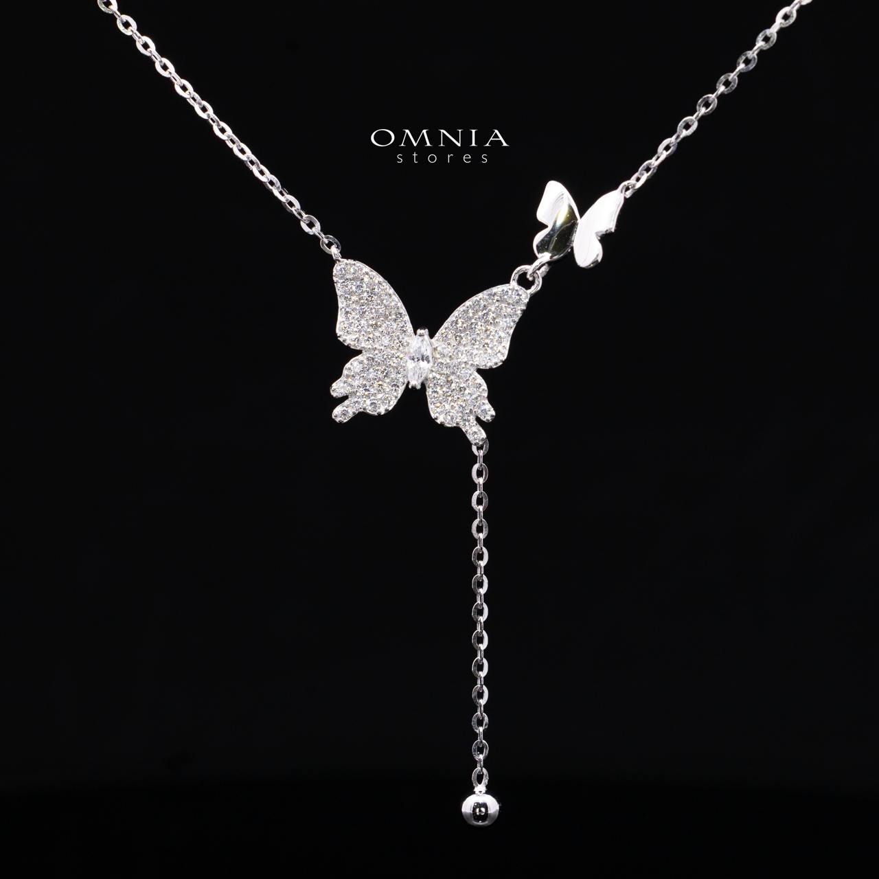 Delia Butterfly Design Necklace and Earrings Set in 925 Sterling Silver with High-Quality Premium Simulated Diamonds - OMNIASTORES KSA