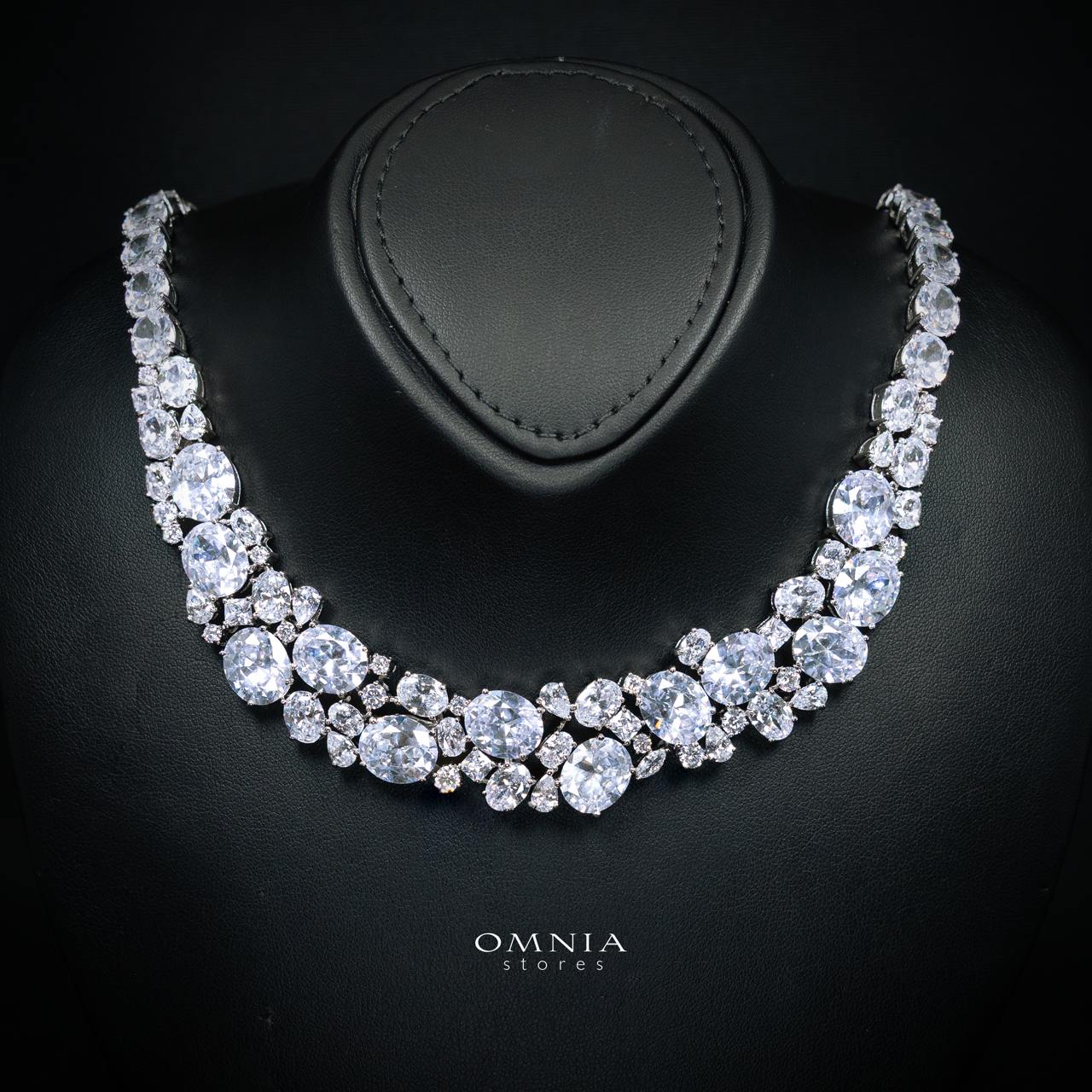 Artemis White Luxury Bridal Set with Round and Oval Cut Simulated Diamonds in High-Quality Rhodium Plated Finish - OMNIASTORES KSA