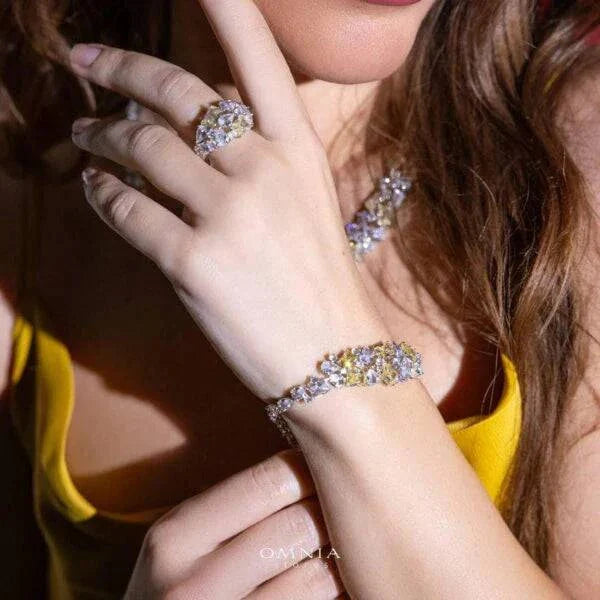 Omnia Anastasia Yellow Bridal Full Set in High Quality Zircon Stone in Rhodium Plated - OMNIASTORES UAE