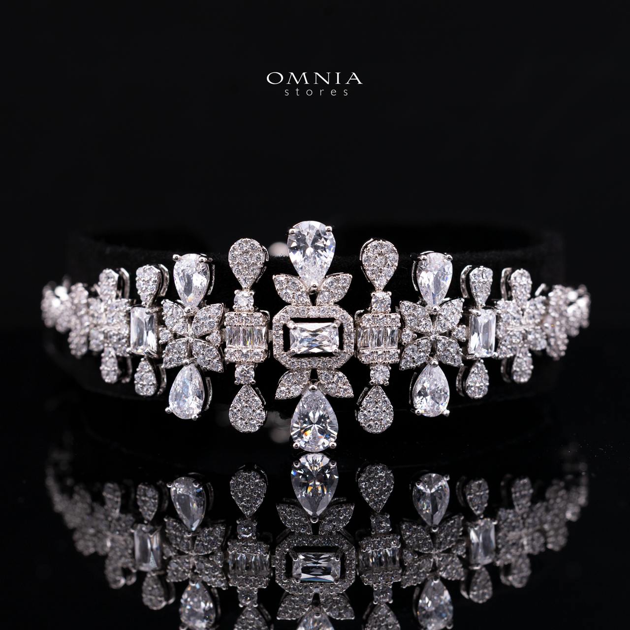 Arabella White Bridal Full Set Accessories in High Quality Premium Zircon Stone in Rhodium Plated - OMNIASTORES KSA