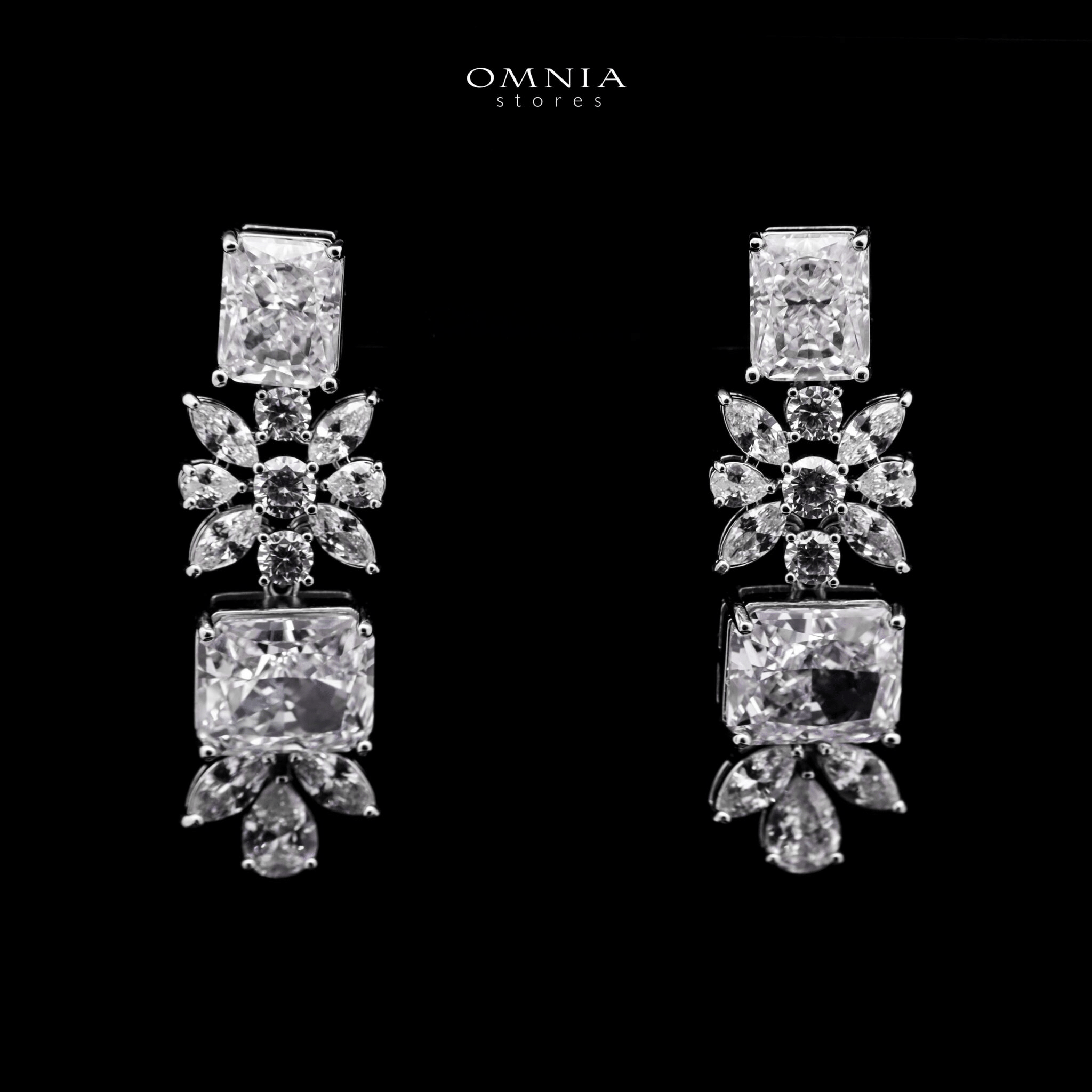 Omnia Charlotte Pure White Bridal Full Set with Emerald and Pear-Cut High-Quality Simulated Diamonds Rhodium Plated - OMNIASTORES UAE