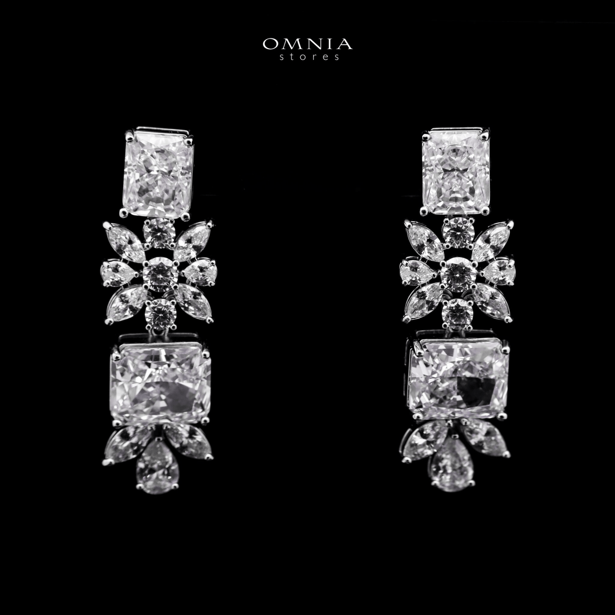 Omnia Charlotte Pure White Bridal Full Set with Emerald and Pear-Cut High Quality Simulated Diamonds Premium Rhodium Plated - OMNIASTORES UAE