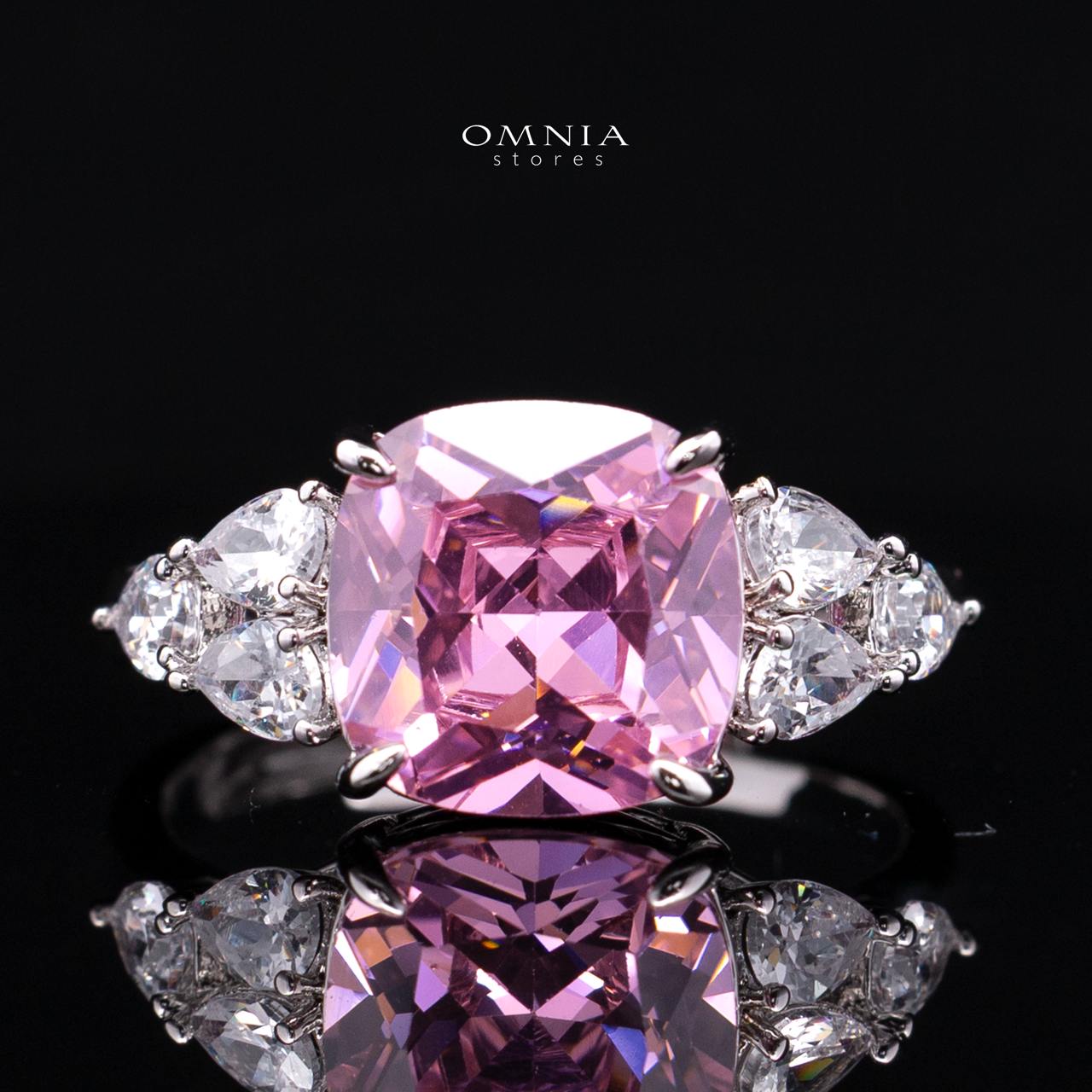 Nazaha Bridal Full Set in Rhodium Plated with High Quality White and Pink Zircon Stones