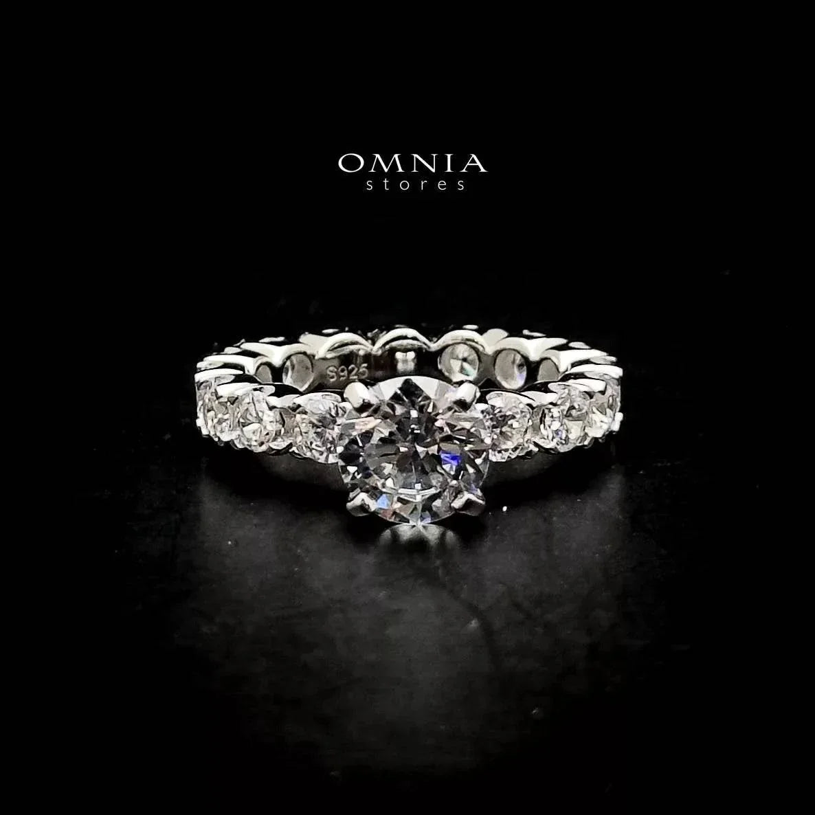 Omnia Ayana Round Cut Sparkling White Ring in 92.5 Silver with High Quality Simulated Diamonds - OMNIASTORES UAE